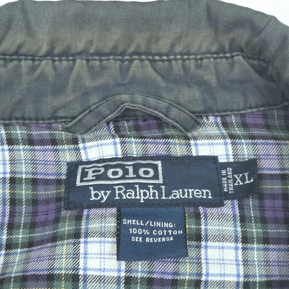 Vintage 90s Polo Ralph Lauren‎ Harrington Bomber Jacket Plaid Lined Blue Mens XL